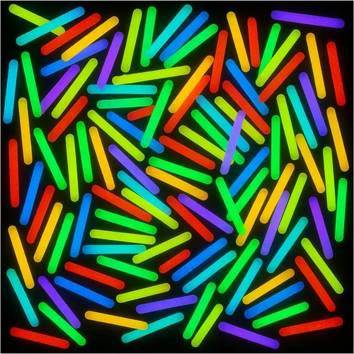 PartySticks Paquete de 100 mini palitos brillantes que brillan en la oscuridad, pequeños, para huevos de Pascua, 5 colores, palos de luz de neón,