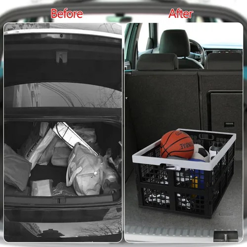 Vista 8 de Rosebloom - Cajas de almacenamiento plegables de plástico grandes de 42 L, caja plegable apilable de plástico, 4 paquetes