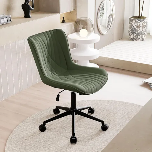 Vista 24 de YOUNIKE Silla de oficina, silla de escritorio sin brazos con ruedas, sillas giratorias ajustables para computadora de oficina en casa, silla