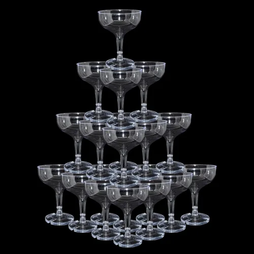 50 Copas de Champán de Plástico para Fiestas, Copas de Champán Desechables de 5 onzas, Vasos de Martini Acrílicos Irrompibles (Transparente)