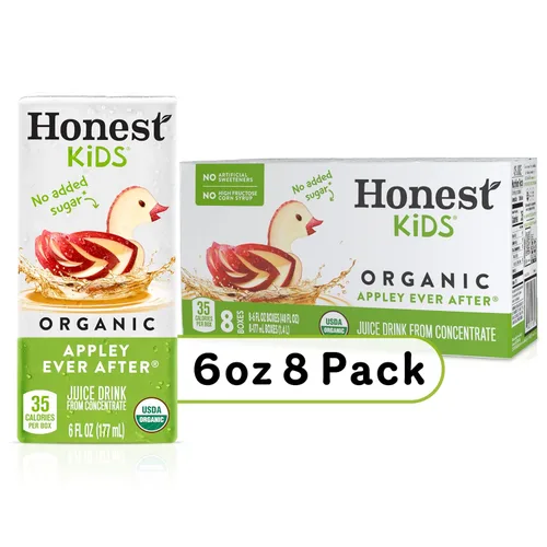 Vista 4 de Honest Kids Manzana orgánica para siempre, 6 onzas líquidas, paquete de 8