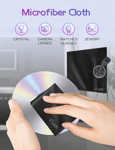 Vista 6 de Elook Limpiador de reproductor de CD, disco de limpieza de lentes láser para reproductor de CD/VCD/DVD, paño de microfibra incluido.