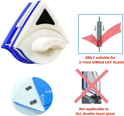 Vista 2 de Magnetic Window Cleaner Tool Glass Wiper, Double Sided Window Cleaner Windows Cleaning Brush for High-Rise Household Cleaning Windows Thickness