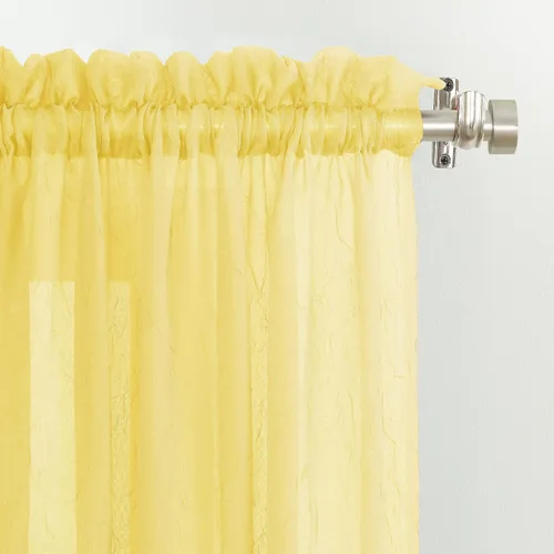Vista 14 de No. 918 Erica - Juego de 3 cortinas de gasa triturada con cuentas transparentes con bolsillo para cortinero Cedro Naranja