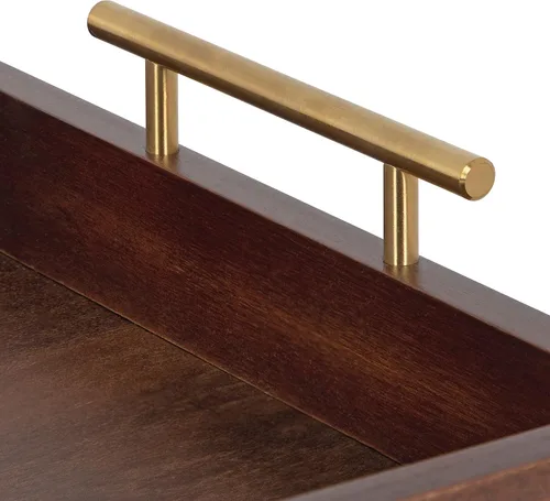 Vista 3 de Kate and Laurel - Bandeja decorativa de madera con asas de metal