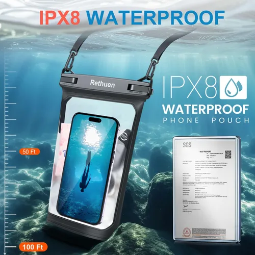 Vista 3 de Bolsa grande impermeable para teléfono, paquete de 2 bolsas flotantes impermeables para iPhone 17 16 15 Pro Max Galaxy S26 S25 S24 Ultra para todos