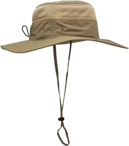 Vista 3 de Home Prefer - Sombrero para hombre con protección solar UPF 50+ de ala ancha y sombrero para pesca resistente al viento