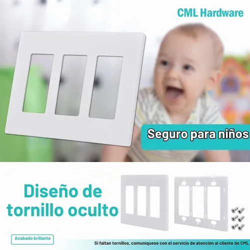 Vista 3 de CML - Placas de pared decorativas sin tornillos de 2 posiciones, paquete de 12 cubiertas de placa de interruptor negras a prueba de niños, cubierta