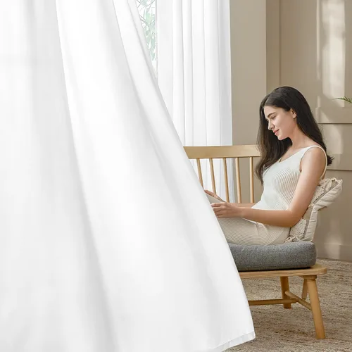 Vista 9 de HOMEIDEAS - Cortinas semitransparentes de privacidad blancas que no se transparentan, 52 x 96 pulgadas Blanco