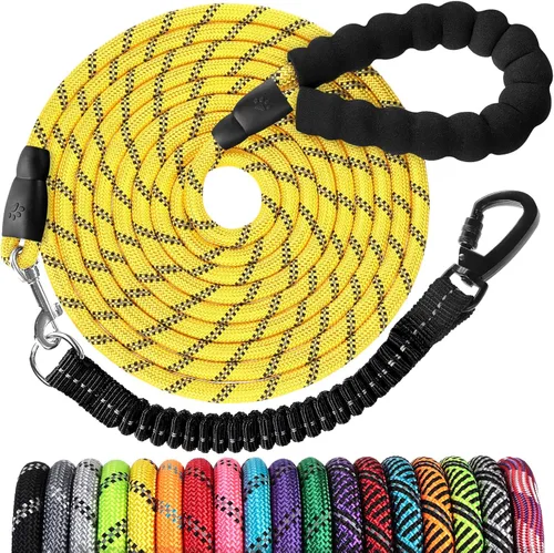 Vista 47 de Correa de perro de cuerda de 3 pies: correa resistente con gancho giratorio bloqueable, hilos reflectantes, bungee y asa acolchada - Correa