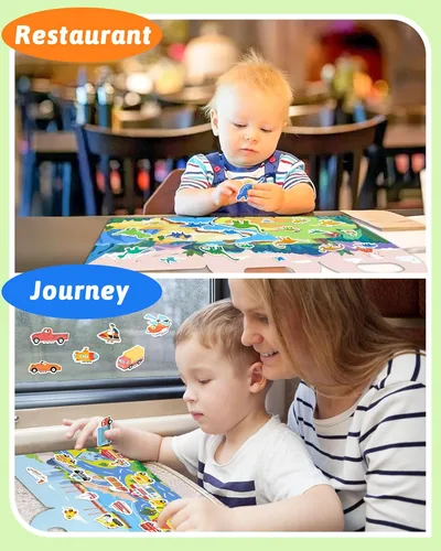 Vista 3 de Benresive Libro de calcomanías reutilizables para niños pequeños, 3 juegos de calcomanías para niños, libro de calcomanías para niños pequeños