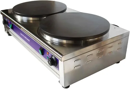 Vista 7 de Máquina eléctrica comercial para crepas, máquina de panqueques de doble cabeza, 15.7 in, plancha antiadherente con control de temperatura