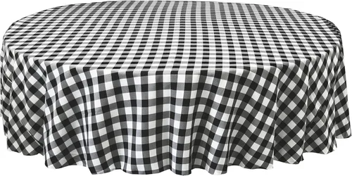 Vista 42 de Mantel LA Linen, redondo, a cuadros, polivinílico, 51 pulgadas.