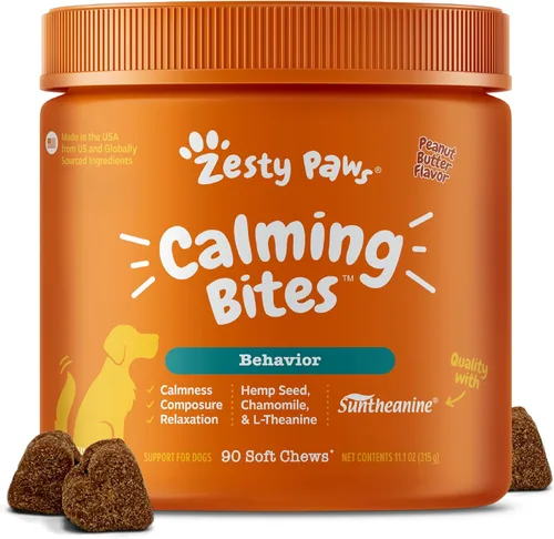 Vista 12 de Zesty Paws Masticables calmantes para perros, para el estrés diario, relajación, compostura y separación, tocino 90