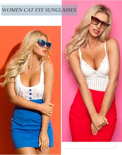 Vista 4 de Frienda 6 pares de lentes de sol cuadrados vintage con ojo de gato para mujer gafas de sol retro con 3 piezas de paño de limpieza