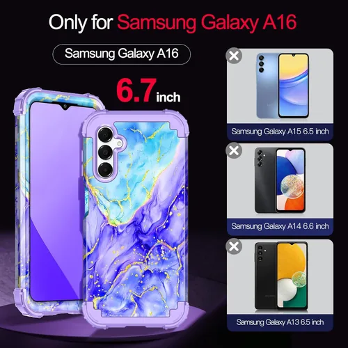 Vista 2 de Casetego Funda para Galaxy A16 5G, Tres Capas de Alta Resistencia Robusta a Prueba de Golpes, Protección Completa Rugosa de PC Duro + Parachoques