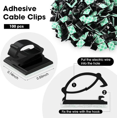 Vista 2 de Eboot 100 Piezas Clips Adhesivos para Cables de Alambre Clips Fuertes para Cordones Sujetadores de Alambre Correas para Cables Abrazaderas