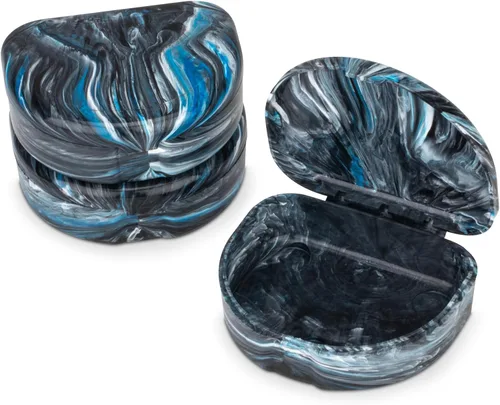 Vista 19 de Estuches de retención de ortodoncia de mármol Practicon, estuche alineador ortodóntico, soporte para protector bucal (paquete de 3) (Medianoche)