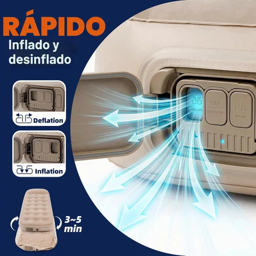 Vista 3 de Colchón de aire individual, colchón inflable portátil con bomba incorporada, cama de aire autoinflable impermeable, cama de invitados para camping