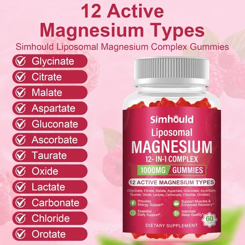 Vista 3 de 2 paquetes de gomitas de complejo de magnesio liposomal, como 12 formas de citrato de magnesio, glicinato, malato, óxido y más con vitamina D3, B6