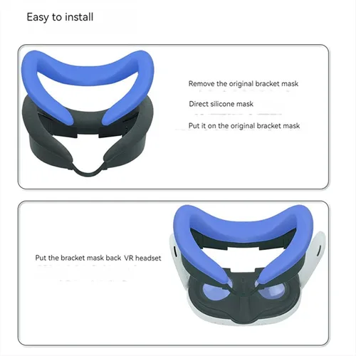 Vista 3 de VR Headset Silicone Facial Interface Compatible with Quest 3, V-Shaped Face Cover Pad Anti-Slip Soft & Comfy AR Accessories(White)