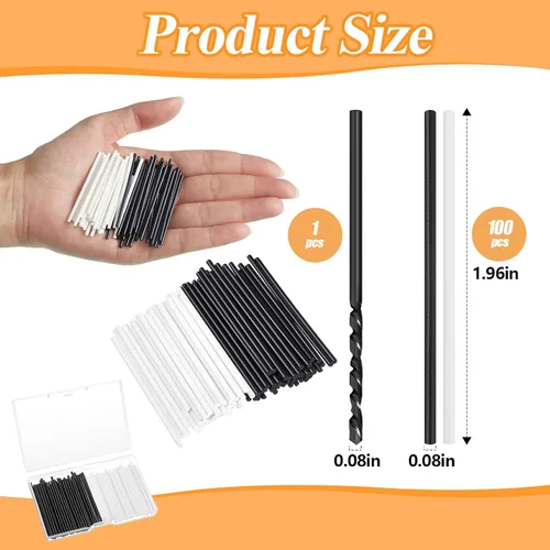 Vista 3 de 100 Pcs 50 x 2 mm Guitar Fingerboard Side Marker Fingerboard Side Dot with 2 mm Diameter Drill Bit Tools and a Box Music Instrument Inlay Dots Bass