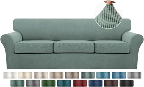 Vista 96 de Turquoize 2 fundas para sillas de sala de estar, funda de sofá con fundas de cojín individuales, funda de muebles para sillas (silla, beige biscotti)