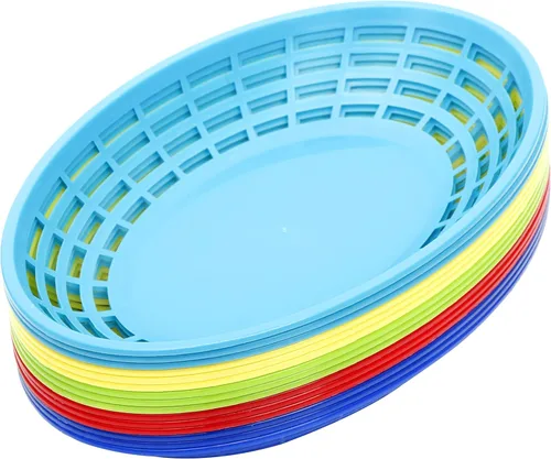 Youngever Paquete de 15 cestas de plástico de comida rápida, cestas para aperitivos para palomitas de maíz, papas fritas, aperitivos, 5 colores