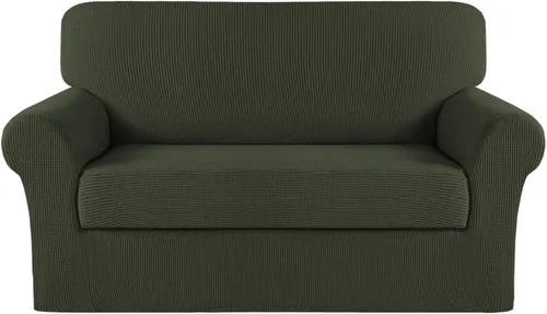 Vista 108 de Turquoize - Fundas de sillas de 2 piezas, fundas de sofá, funda de sillón con reposabrazos, protector lavable para sillas, tela jacquard gruesa Cian