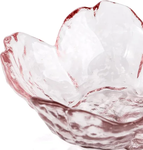 Vista 4 de ZEAYEA Juego de 16 platos de vidrio para salsa de soja, cuencos de inmersión rosa con forma de Sakura, platos pequeños para condimentos, platos