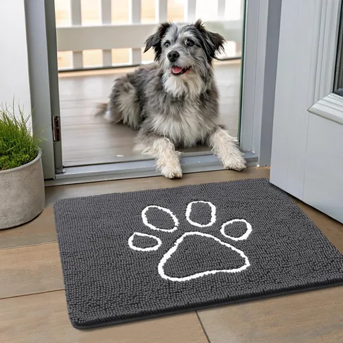 Vista 165 de Smiry Tapete para puerta de perro para patas fangosas, absorbente que atrapa la suciedad, antideslizante, de secado rápido, lavable, tapete