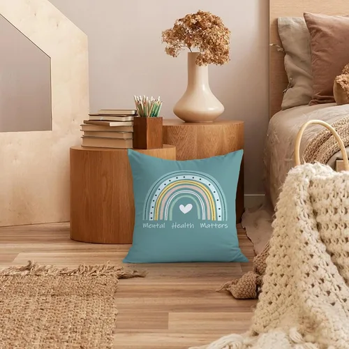 Vista 2 de NATSUNO Fundas de almohada arcoíris de 18 x 18 pulgadas, decoración bohemia para aula, decoración bohemia para aula, funda de almohada de arco iris