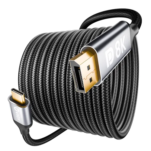 VIOY Cable USB C a Displayport de 3.3 pies, cable unidireccional tipo C a DP 1.4 (8K @60 Hz 4K a 240 HZ), cable Thunderbolt 4/3 a puerto de pantalla