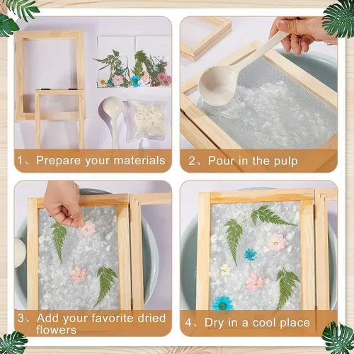 Vista 10 de Honoson Juego de moldes y marcos de madera para hacer papel de pantalla de 3 tamaños para manualidades (A6, A5, A4)