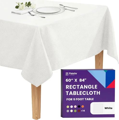 Vista 49 de Gee Di Moda - Mantel rectangular de 60 x 84 pulgadas – Mantel rectangular de poliéster lavable para mesa de 5 pies