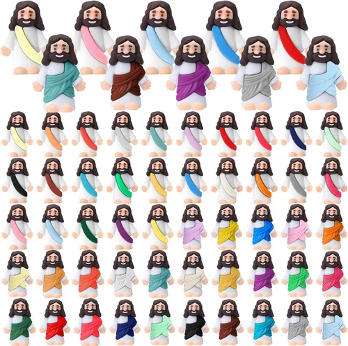 Bememo 50 figuras de Jesús para esconderse y buscar recuerdos de fiesta religiosa para iglesia, escuela dominical, huevos de Pascua (colores