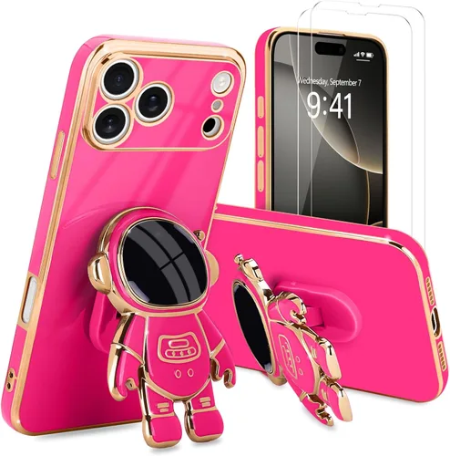 Vista 65 de Pepmune - Funda para iPhone 15 con soporte de astronauta 3D, color negro