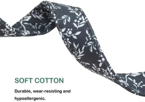 Vista 3 de Lindo collar de algodón para perro, patrones de flores, collares suaves y ajustables para cachorros, para hembras, perros pequeños, medianos