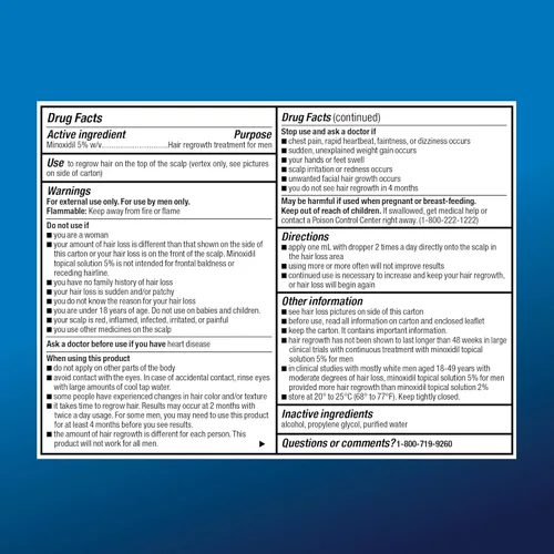 Vista 3 de Amazon Basic Care Minoxidil Solución Tópica USP, 5 Por Ciento, Tratamiento para el Crecimiento del Cabello para Hombres, Fuerza Extra, 12 Onzas