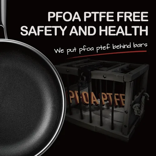 Vista 4 de Sartén híbrida de 11 pulgadas antiadherente con tapa, utensilios de cocina sin PFOA, sartenes grandes de acero inoxidable antiadherentes, aptas