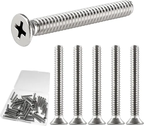 Vista 9 de Tornillos de máquina Phillips de cabeza plana de 25 piezas, 1/4-20 x 2, tornillos de montaje de dispositivo de acero inoxidable 304 tornillos