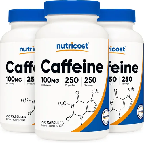 Vista 6 de Nutricost Pastillas de cafeína 100 mg por porción, 250 cápsulas