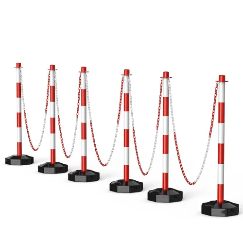 Paquete de 6 Conos de Poste Delineador de Tráfico con Base Rellenable, Barrera de Seguridad Ajustable de Plástico para Control de Multitudes en