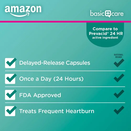 Vista 3 de Yaxa Basic Care Lansoprazol Cápsulas de liberación retardada, 15 mg, trata la acidez estomacal frecuente, 14