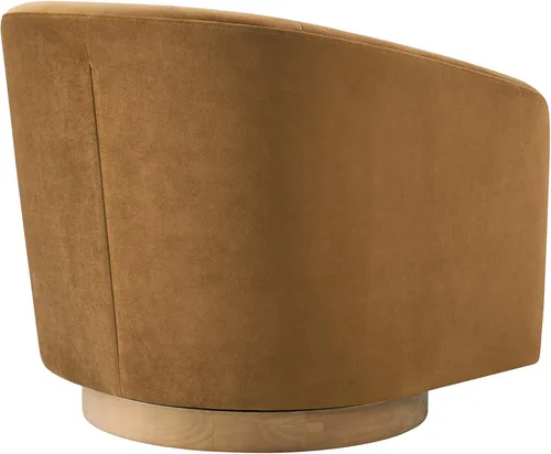 Vista 94 de CHITA - Silla giratoria decorativa, tapizada en terciopelo con certificación FSC, estilo barril, para sala de estar, completamente ensamblada