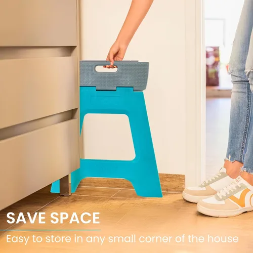 Vista 76 de Vigar Taburete compacto plegable, taburetes de 10-1/2 pulgadas para adultos de hasta 330 libras, taburete ligero, taburete plegable antideslizante