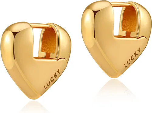 HEEYA Aretes de aro gruesos de oro Aretes de aro de oro para mujer Aretes de aro gruesos chapados en oro real de 14 quilates para niñas Aretes de