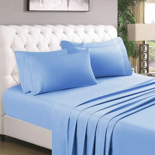 Vista 17 de Juego de sábanas de 4 piezas, 100% algodón, para mayor suavidad y comodidad de 800 TC 4 vías de ajuste elástico, 16 pulgadas DP transpirable