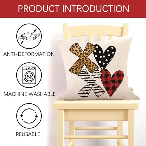 Vista 4 de Juego de 4 fundas de almohada decorativas para el día de San Valentín, playa, de 16 x 16 pulgadas, para silla de camión costera, con corazones