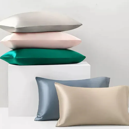 Vista 5 de Fundas de almohada de seda beige con cremallera, fabricadas en Estados Unidos, funda de almohada de seda real para piel propensa al acné